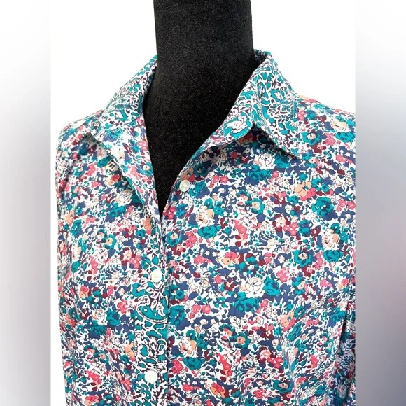J.Crew Liberty art fabrics shirt. Jade Peony floral print Size 8 - Picture 9 of 13